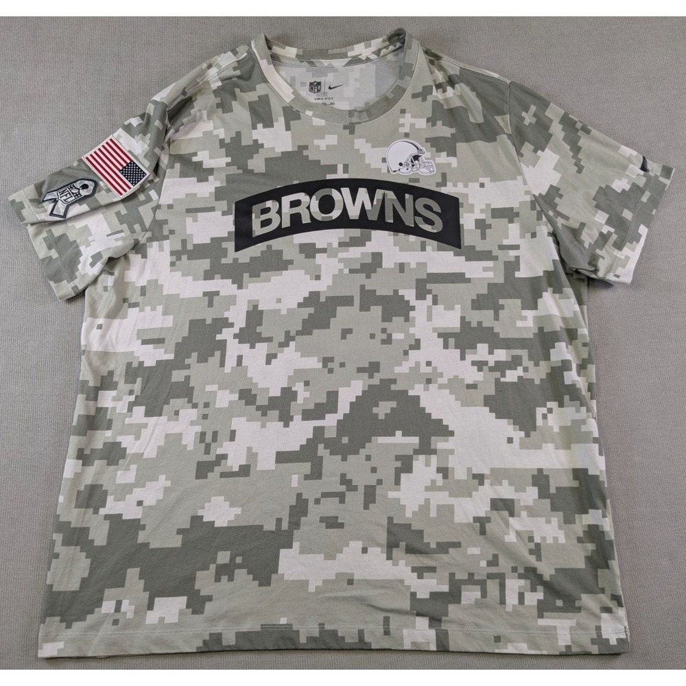 Cleveland Browns Shirt Mens 2XL Nike Salute To Service Camo Military Dri-Fit NFL
